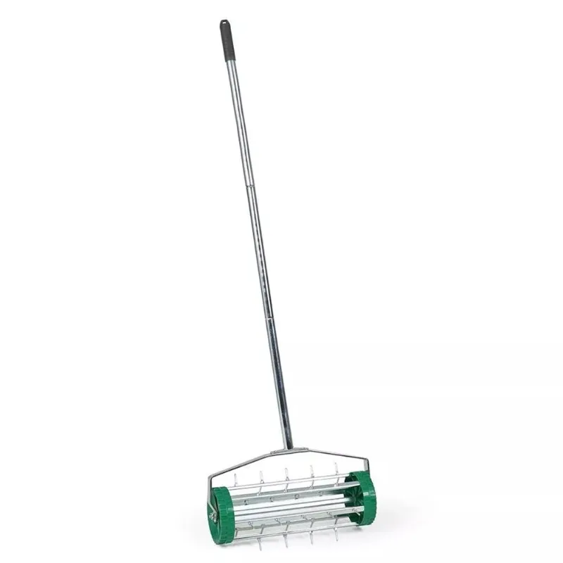 

Lawn punching hole loose soil cracking tooth oxygen breather garden turning ground hand support piercing skin tiller roller rake