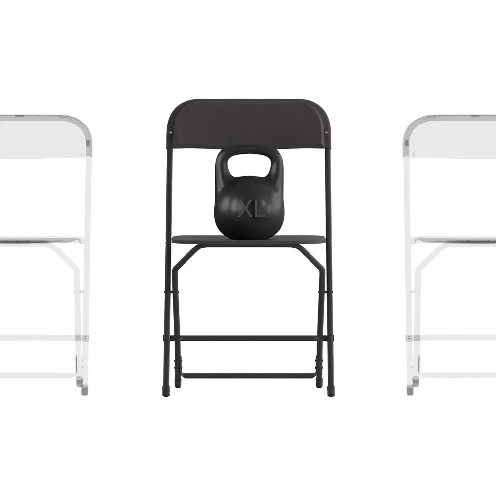 Set of 4 School Chairs Big & Tall Stackable Plastic Folding Chairs Extra Wide Commercial Event Seats Children's Chair Black