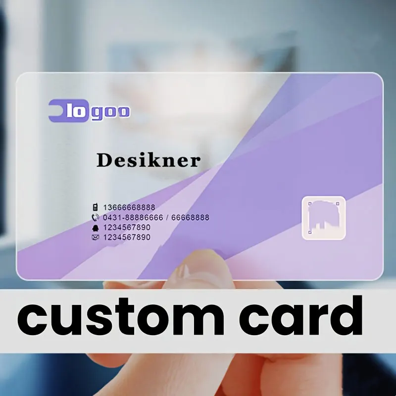 Transparent PVC Business Cards CustomizeWaterproof Thank You Card Print One SideFree design Round Cornor for Office Supplies