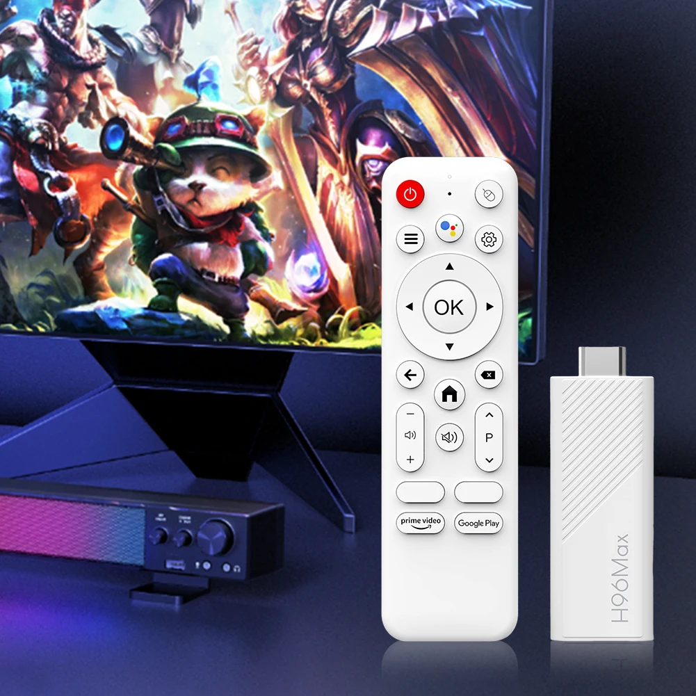Android14 AI TV Stick H96 MAX H313 Quad Core Wifi6 BT5.0 4K@60fps ATV Launcher Google Voice Assistant Media Player mini TV Stick
