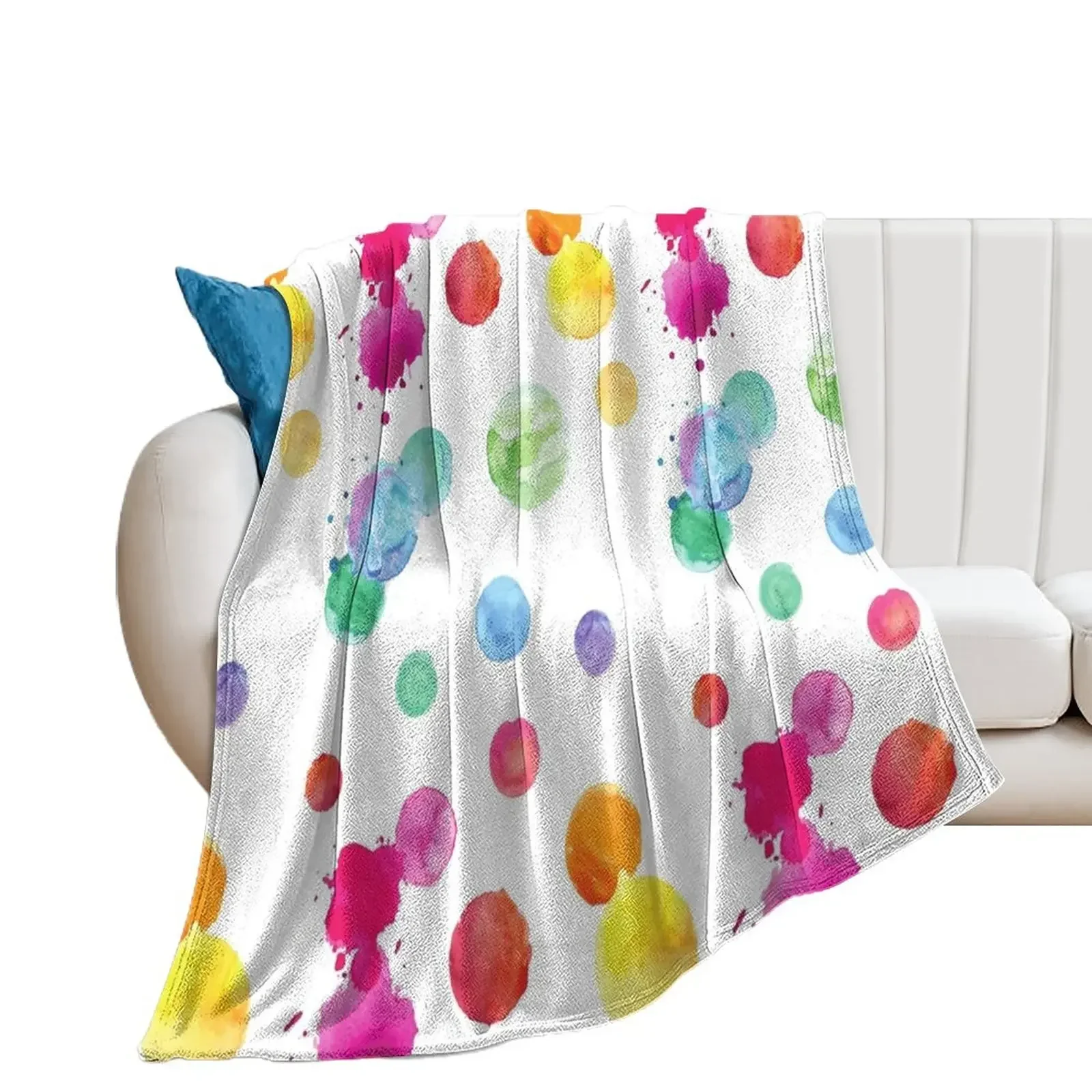 

Художественная палитра в горошек-многоцветный-белый фон плед одеяло Flannels мягкие одеяла