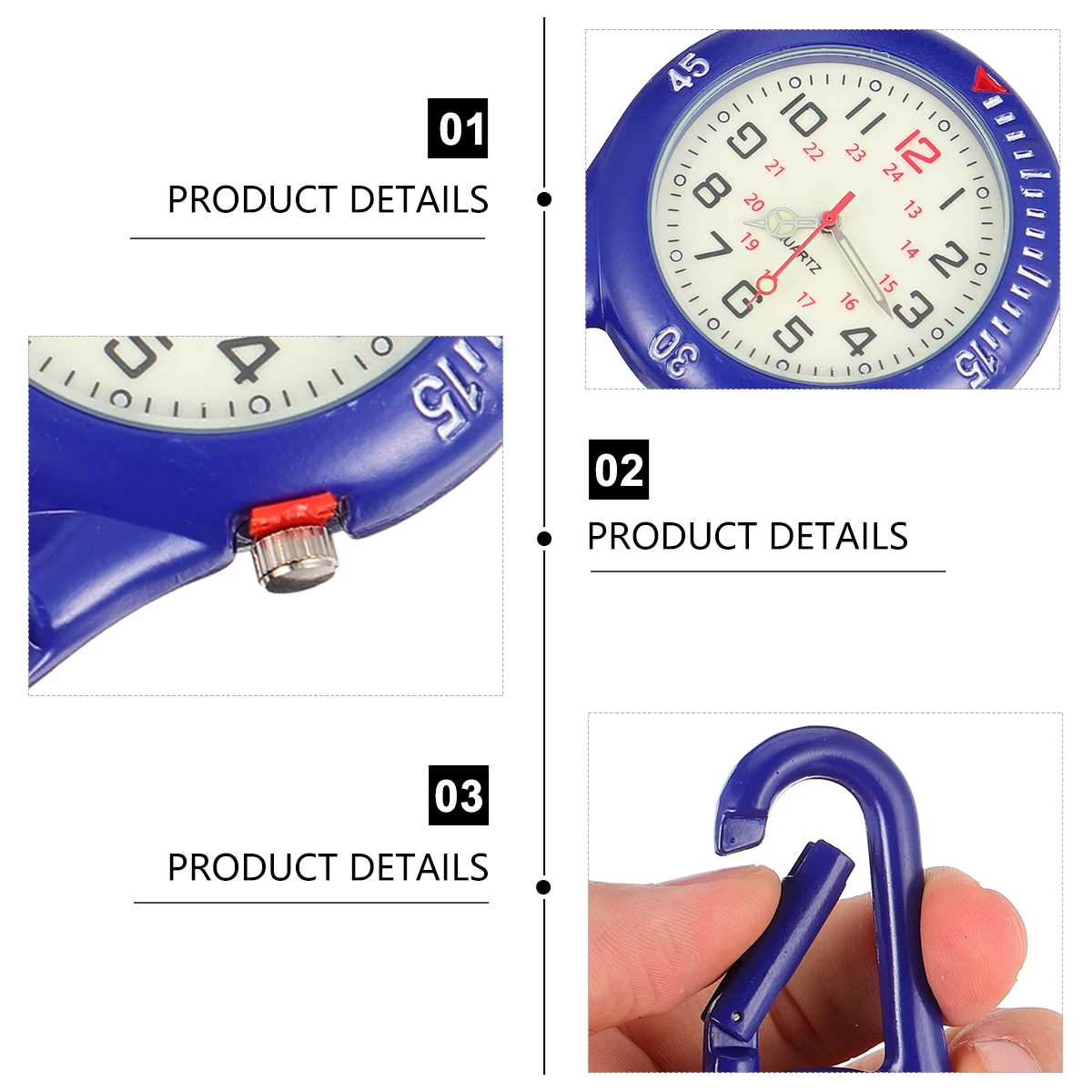 

Fluorescent Dial Clip Watch Stainless Steel Large Numbers Hiking Camping Biking Climbing Sports Outdoor Backpack Fob Watch