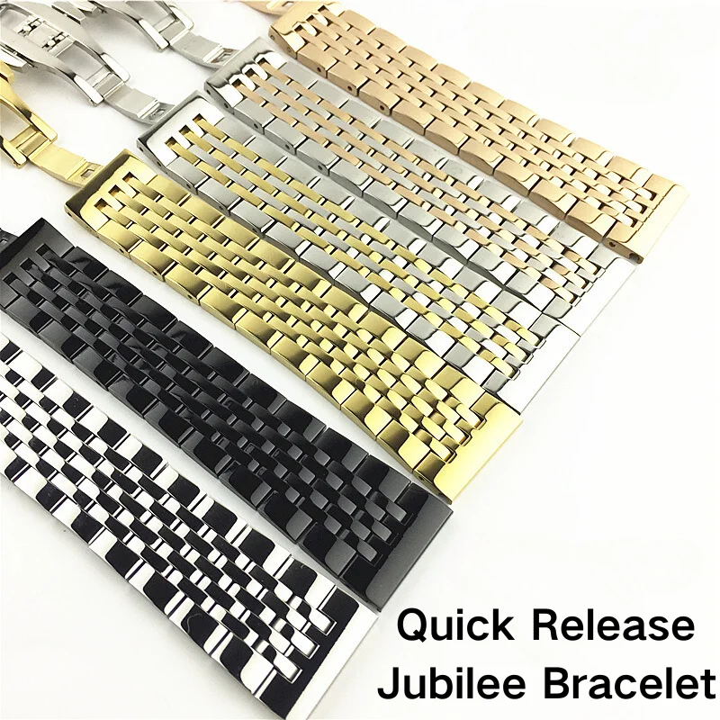 

Watch Bracelet Strap for Wristwatch and Smartwatch Quick Release Stainless Steel Band Butterfly Buckle Wristband Jubilee Bracele