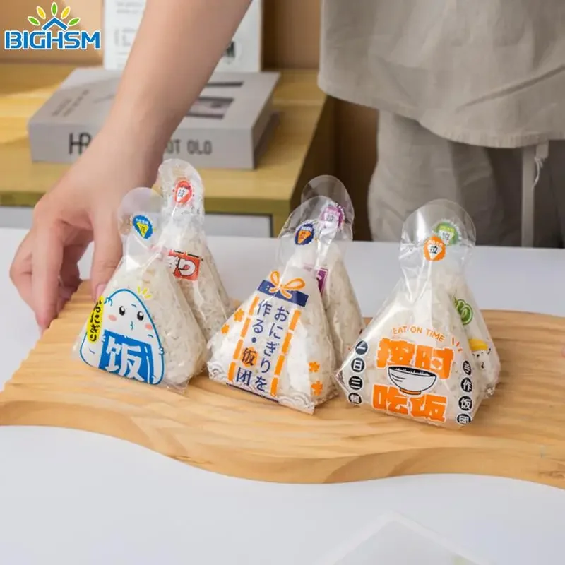 50Pcs Lovely Cartoon Triangle Rice Ball Packing Bag Nori Seaweed Onigiri Sushi Bag Sushi Making Mold Tools Bento Accessories