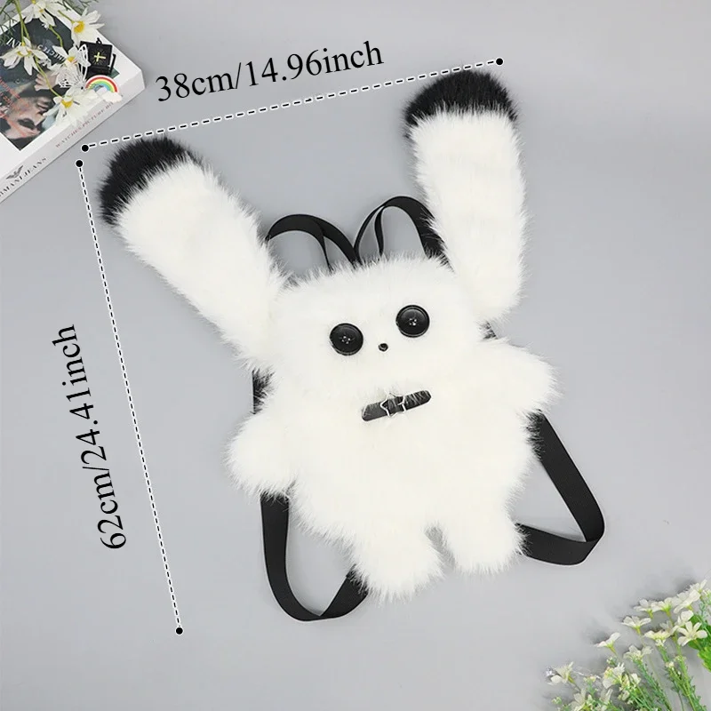 Cute Fluffy Anime Y2K Subculture Rabbit Backpack Cosplay Accessories Purse JK Girl Bag Cartoon Backpack Girls decorate Kid gift