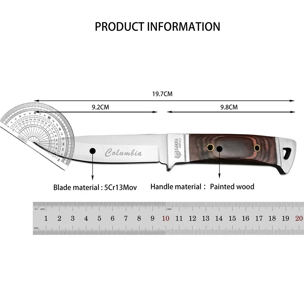 Fixed Blade Knife K90 Outdoor High Quality EDC Survival Camping Hiking Hunting Cutting Tool Gift 5Cr13Mov Blade Wood Handle