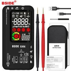 BSIDE S30X carica Auto Range multimetro digitale strumento elettricista professionale 9999 AC DC tensione corrente 15V diodo Temp Tester