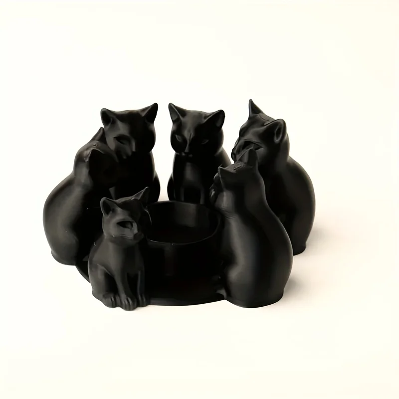 1 Piece Black Cat Candle Holder, Cat Ring-Shaped Candle Holder, Home Decor Black Kitten Ornament, Bedroom Decoration, Creative Gift, Can Be Used as Home Decor or Candle Holder, Multi-Purpose Gift Item