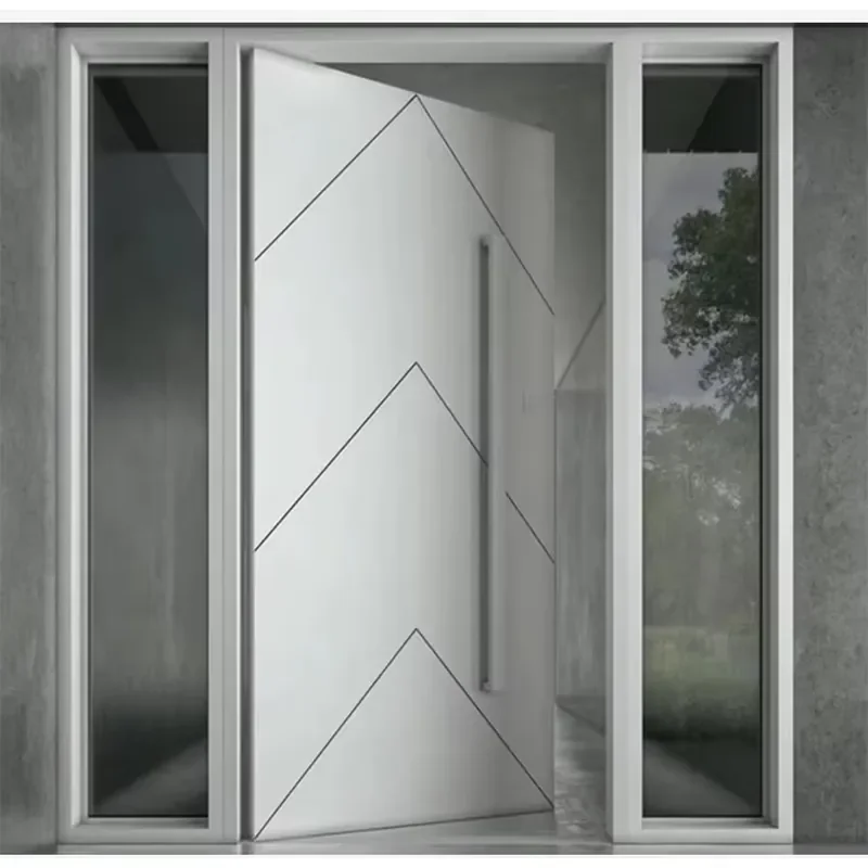Modern Design Cast Aluminium Pivot Door Heat Insulation and Smart Factory Supply for Exterior Application
