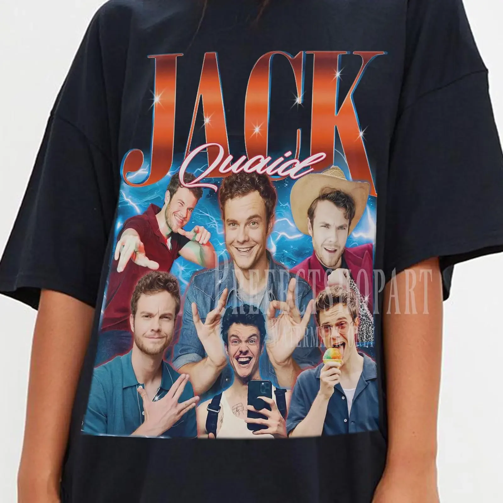 Jack Quaid Vintage 90s Retro T Shirt Collage Fan Art vintage Washed Versatile Soft Breathable designer clothes fashion Casual