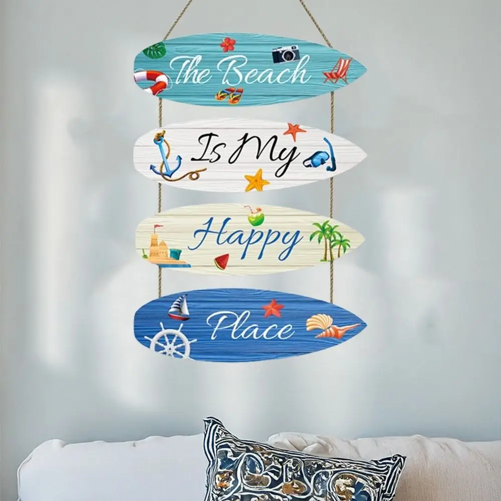 

Durable Ocean Theme Summer Ocean Wall Decoration Hanging Wall Art Sailing Surfboard Pendant Funny Wooden Beach Sign Cafe Bar