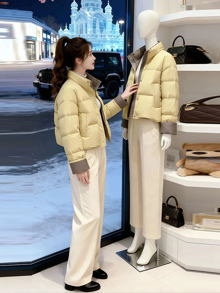 

Корейское пальто желтого цвета Blo ort Bread, женское зимнее хлопковое пальто New Faion, свободный крой, круглый Ne на одной пуговице