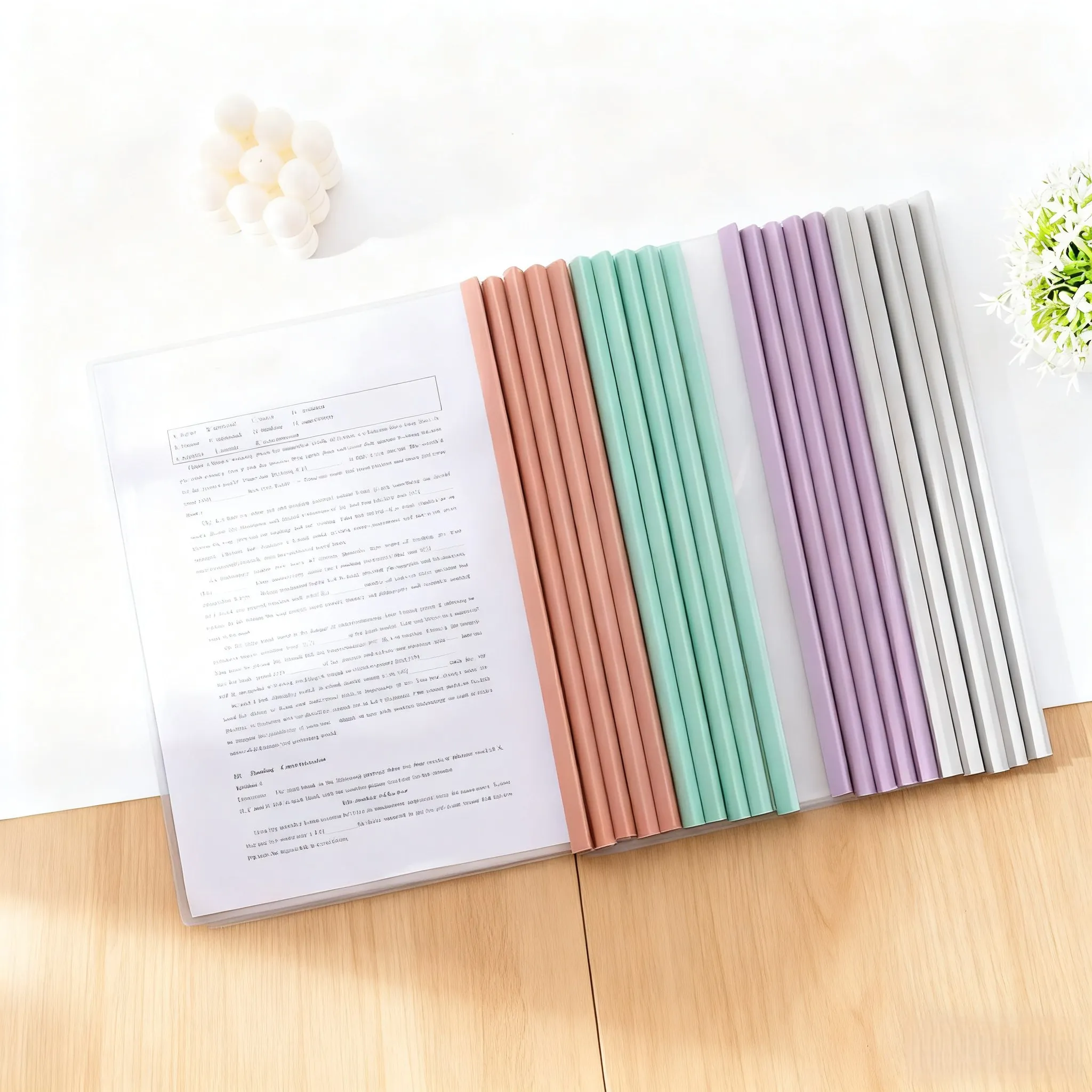Pull Rod Folder, Lever Folder, Morandi Colorful Loose-Leaf Transparent Report Folder, Office Document Storage Folder