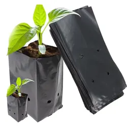 100PCS PE Nursery Bags Eco-Friendly Seedling Pots with Breathable Holes Black Planter Sack for Orchard Garden Plant Growing Bags