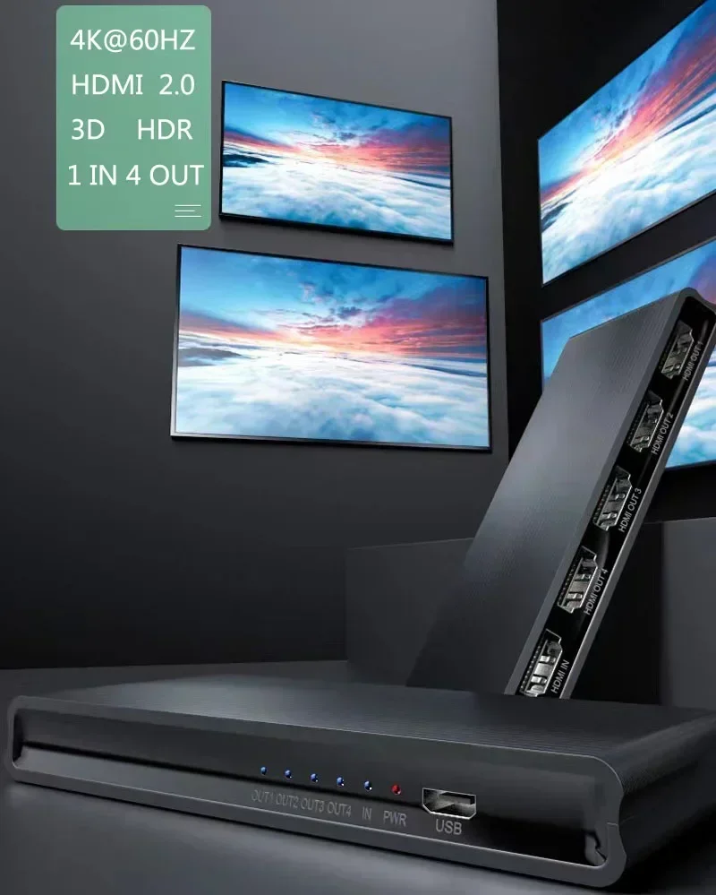 4K 60hz HDMI الفاصل 1x2 1x4 1 في 2 4 خارج 3x1 4x1 التبديل 1080p HDMI الجلاد 4 في 1 خارج ل PS4 PS5 الكمبيوتر المحمول إلى التلفزيون العارض