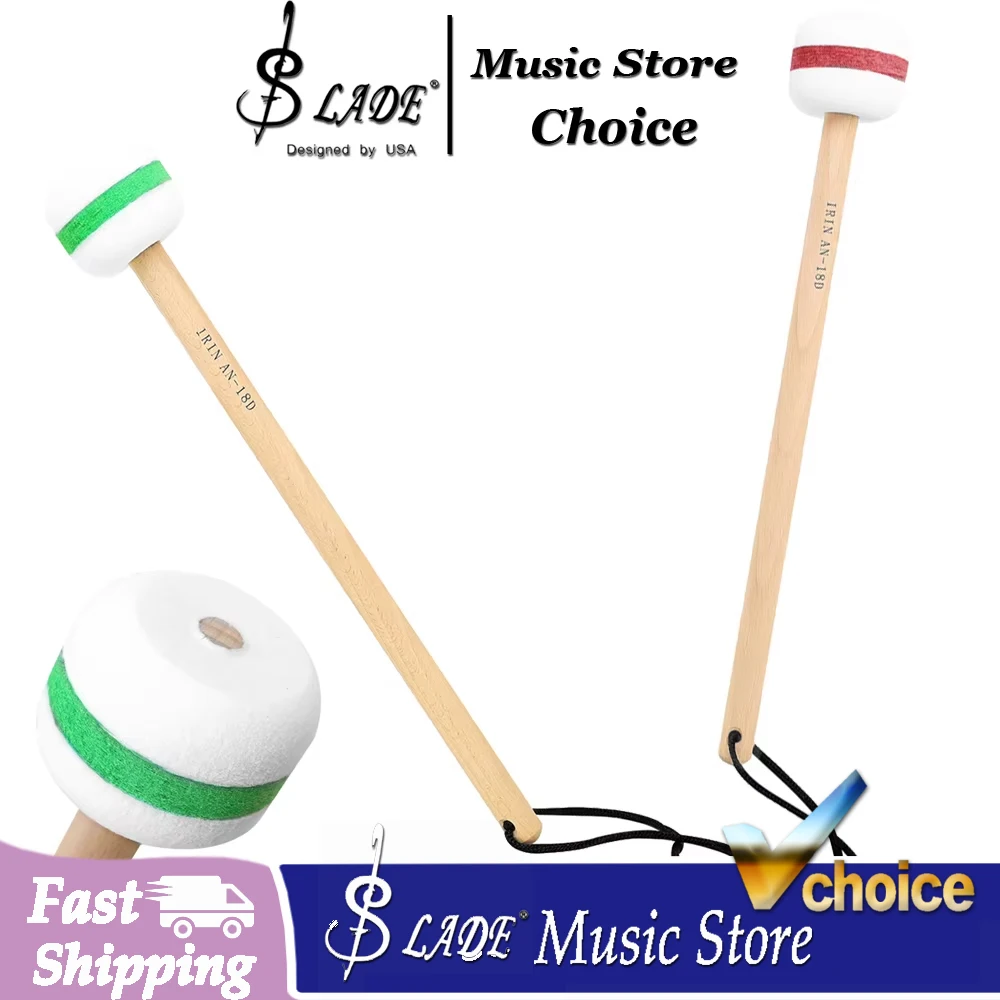 1Pair Bass Drum Mallet Marching Bass Felt Head Drumsticks Timpani Drum Sticks with Hanging Rope Percussion Instrument Accessory
