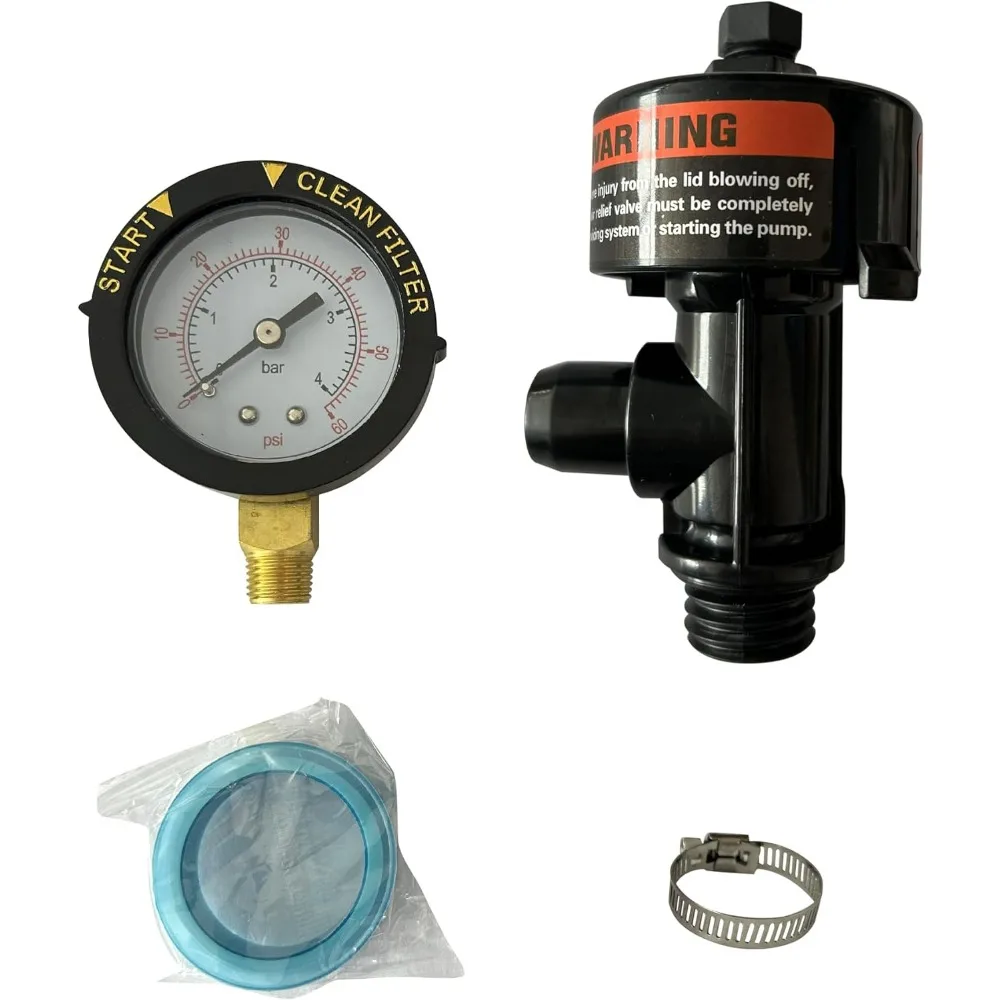 98209800 Manual Air Relief Valve with Pressure Gauge Replacement for Pool and Spa Filter