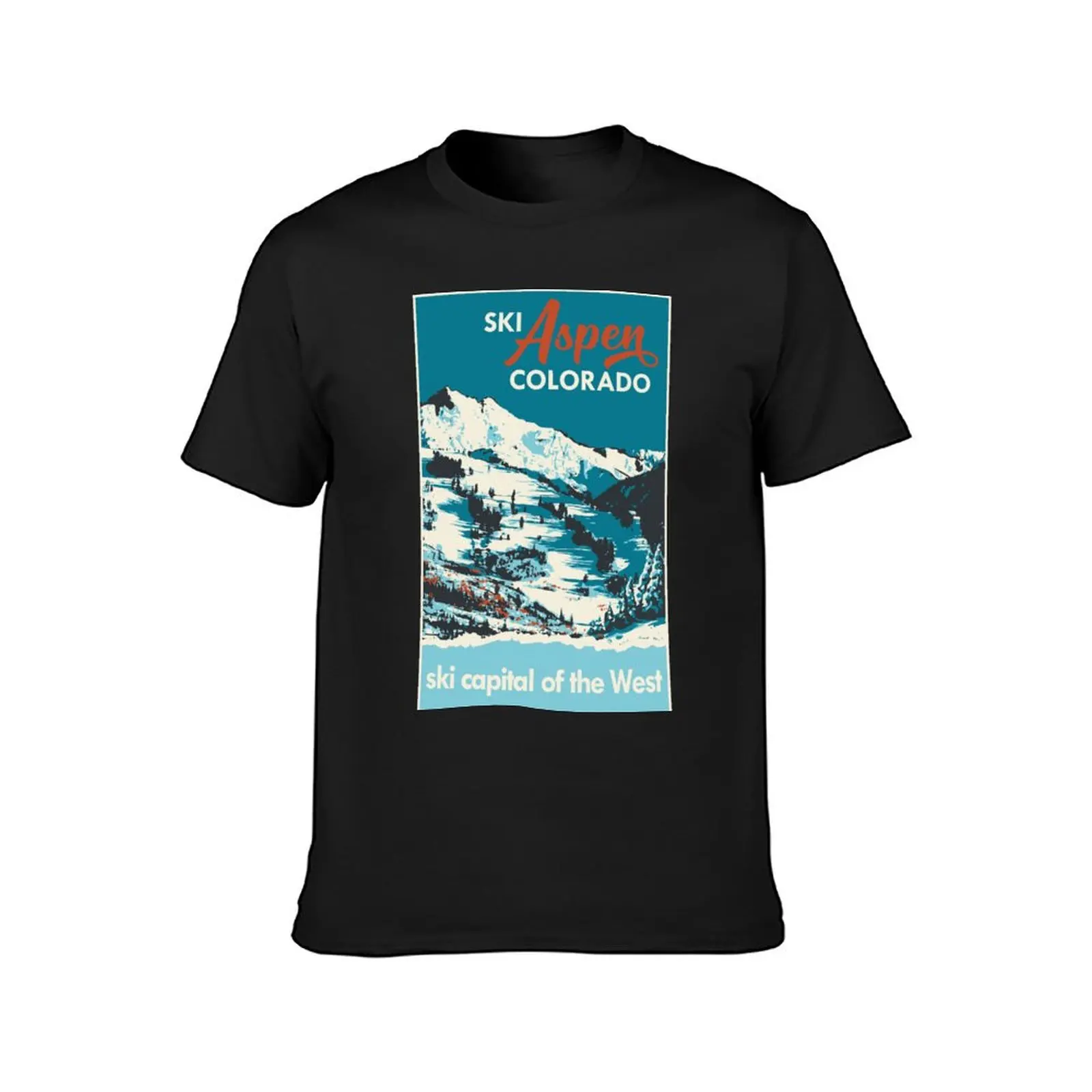 Ski Aspen Vintage Poster T-Shirt summer clothes summer top vintage clothes customs mens tall t shirts