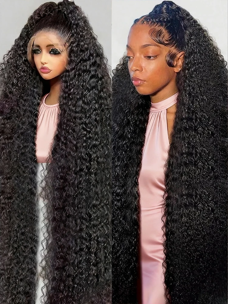 

40 46-дюймовый вьющийся парик из натуральных волос на кружеве, прозрачный 13x4 13x6, глубокая волна, фронтальный парик 7x5, бесклеевой парик, человеческие волосы, плотность 300%