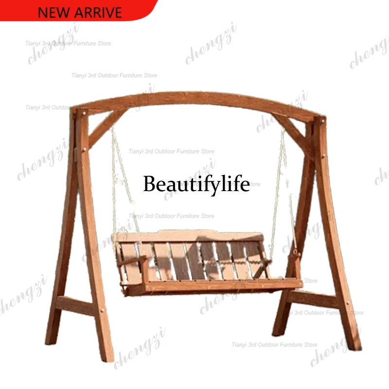 EE182 L181 Hanging Chair Street Patio Swings Suspended Wooden Shaking Garden Patio Swings Hammock Retro Outdoor Furniture Colump