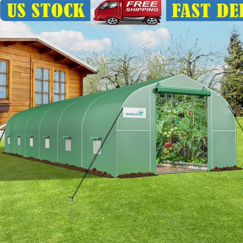 

Сверхмощная теплица, уличный туннель, устойчивый к ультрафиолетовому излучению, полиэтилен, портативная защита для растений, рама из оцинкованной стали с