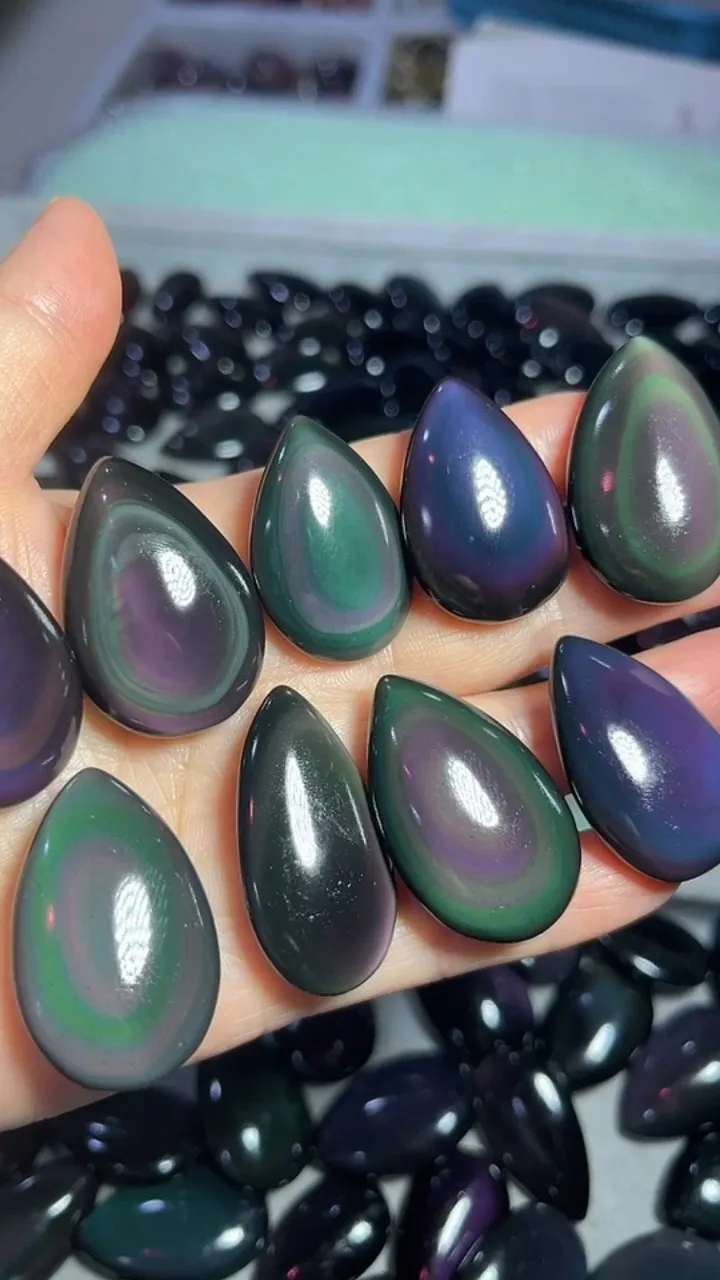 1pc Natural Amazing Rainbow Obsidian water drop Carving Crystal Mineral Healing