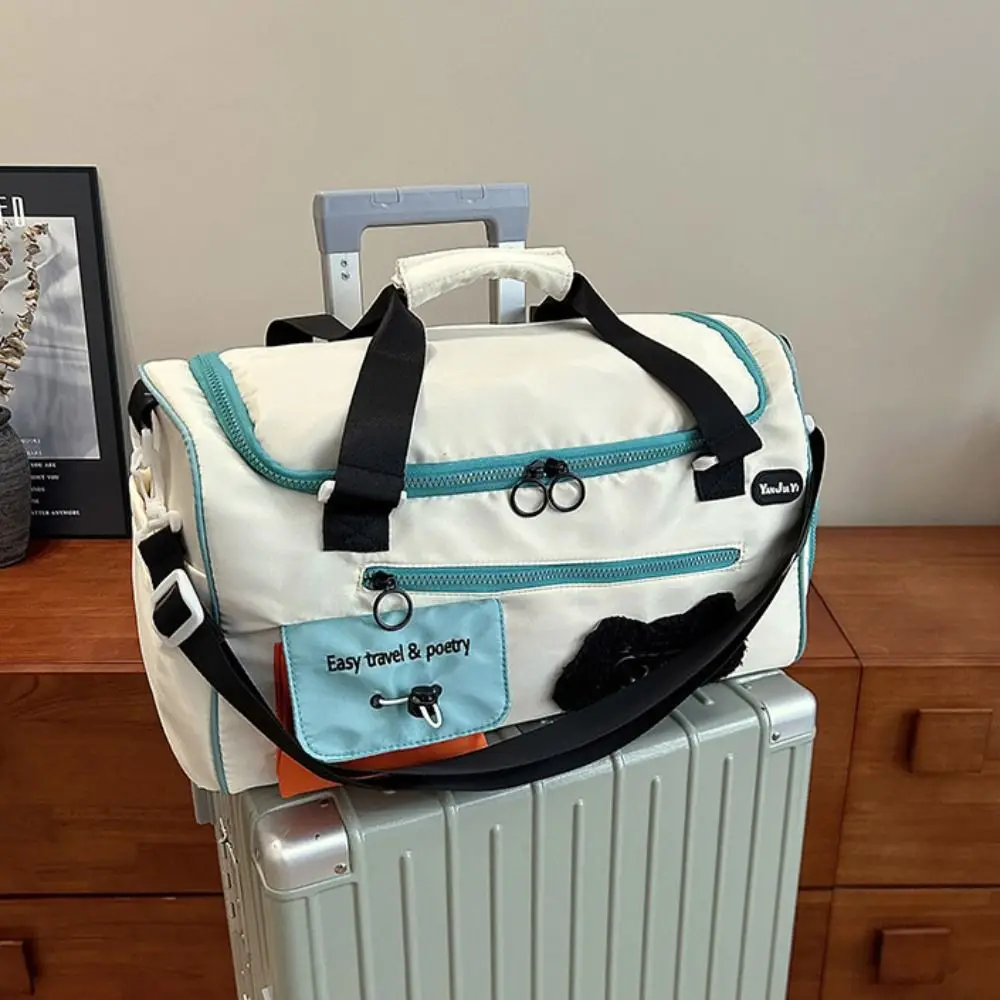 Nylon Cartoon Travel Duffel Bag Portable Crossbody Women's Fitness Handbag Wet Dry Separation Durable Shoulder Bag Travel