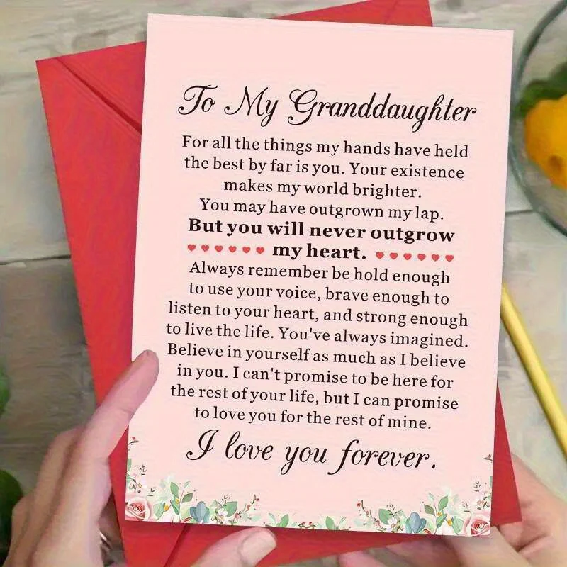 A Heartfelt Granddaughter Birthday Card with Envelope, Featuring a Floral Design. The Perfect Gift for All Occasions, Conveying