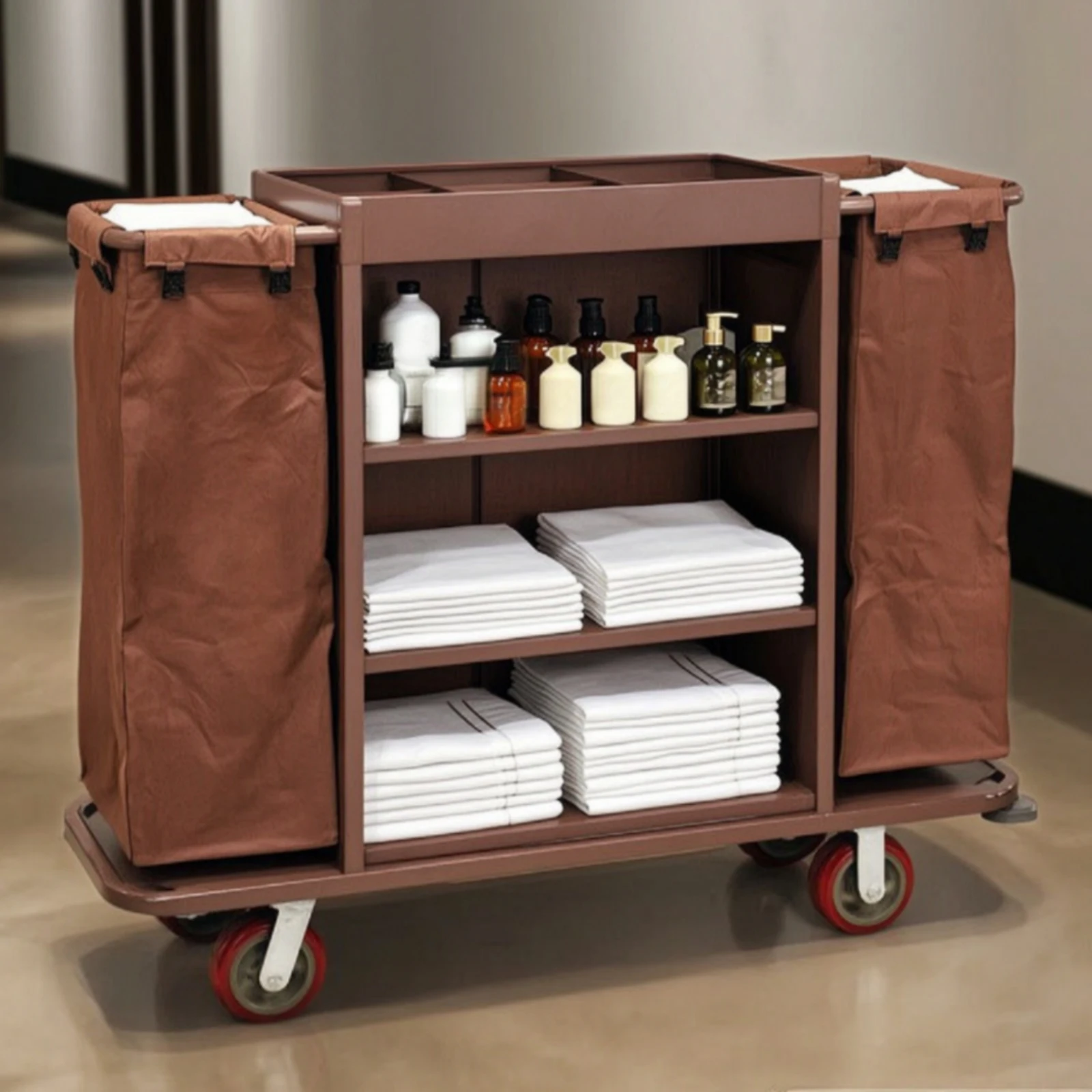 Hotel Service Cart with Bags Detachable Laundry Trolley with Oxford Bags Housekeeping Cart Bag Waterproof Truck Bag Heavy-Duty