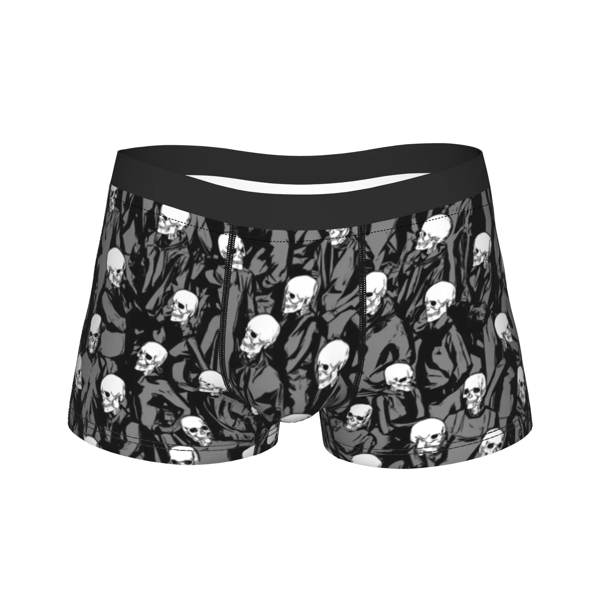 

Man Bones Skull Skeleton Long Underwear Sexy Boxer Briefs Shorts Panties Male Breathable Underpants Plus Size
