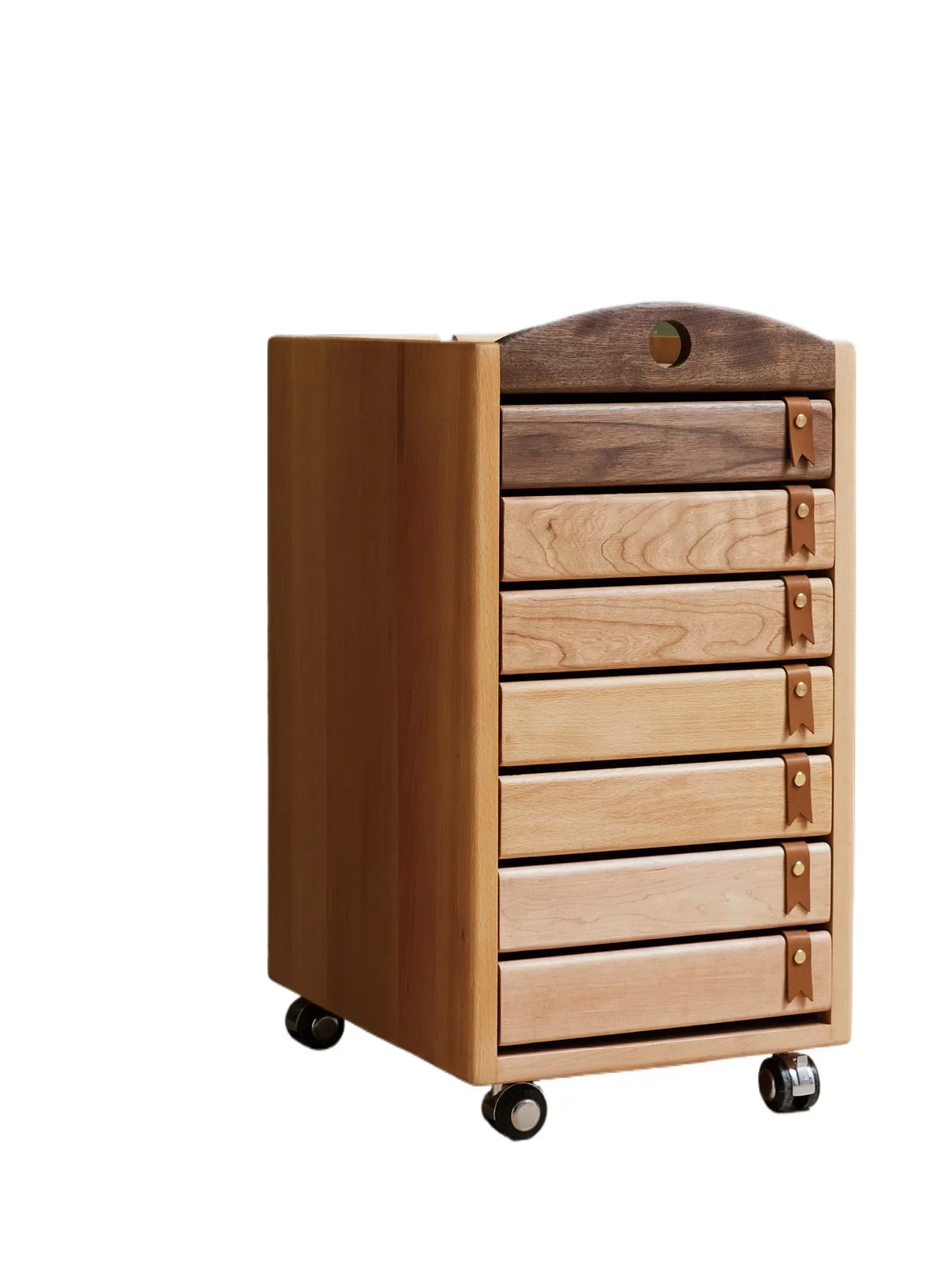 Rainbow work cabinet seven-layer chest chest drawer file storage cabinet solid wood children's removable belt wheel