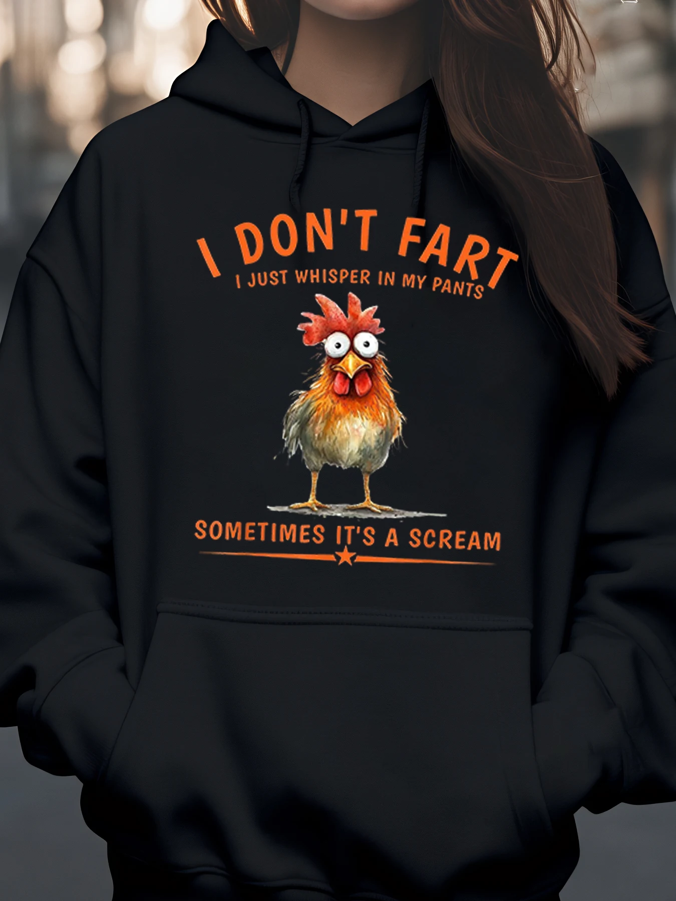 

Куриный шепот в брюках Толстовка с юмористическим принтом для повседневной одежды унисекс для взрослых