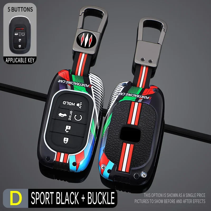 Racing Style Metal Car Key Case Fob Cover for Honda CR-V Civic Accord HR-V CR-V CRV HRV Fit City Odyssey Alison XRV 2023 2024