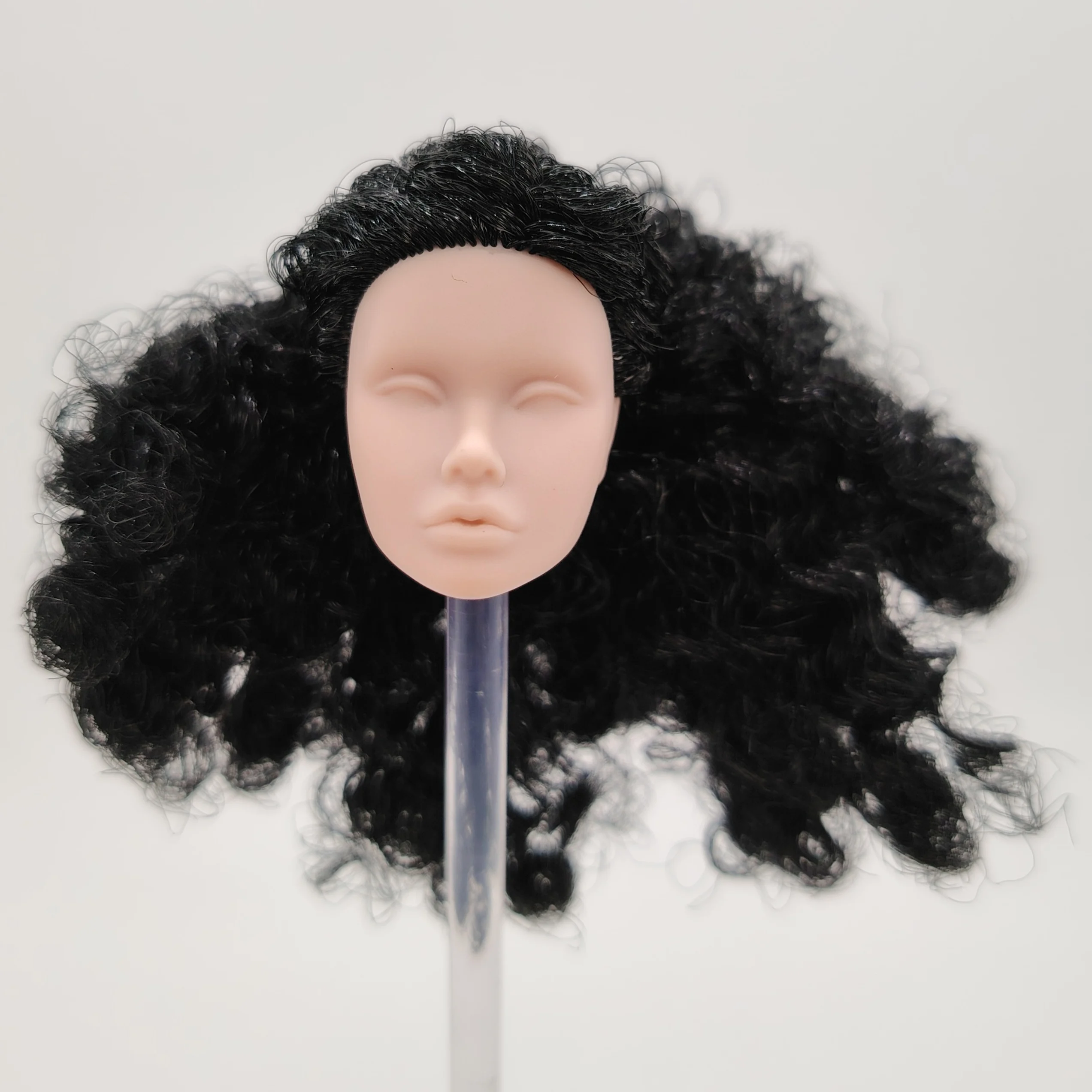 

Fashion Royalty Poppy Parker Black Curly Hair Reroot Blank Face 1/6 Scale Doll Head