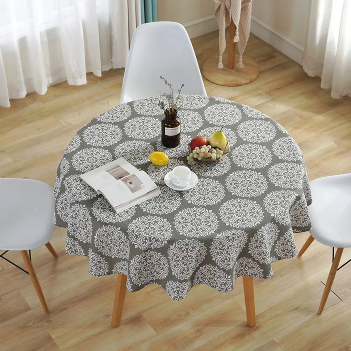 Round Tablecloth 90/120/150cm Washable Table Cloth Decorative Table Cover Indoor Holiday Home Christmas Party Picnic Dining Room