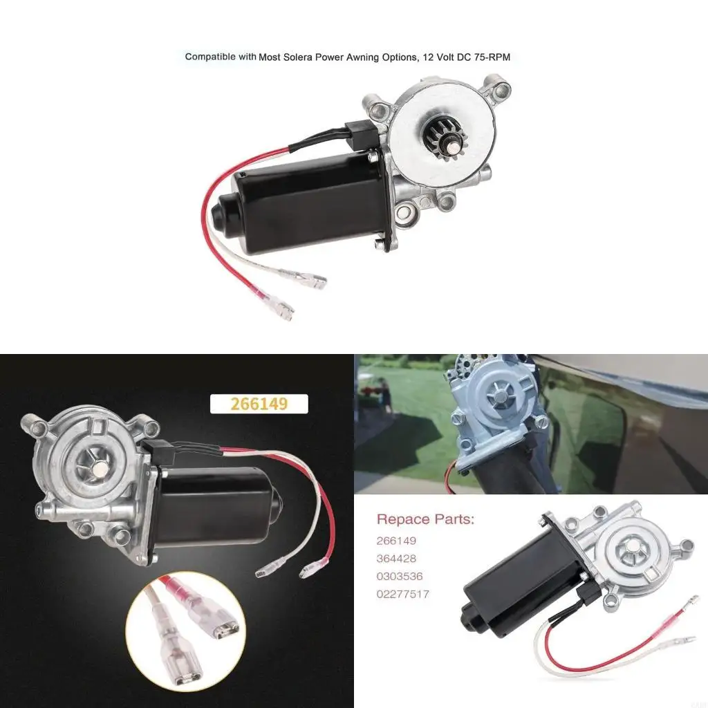 6XDF Awning Motor 266149 Replacement Power Awning Motor Easy Installation Awning Motor Structural Durabilities for Trailers