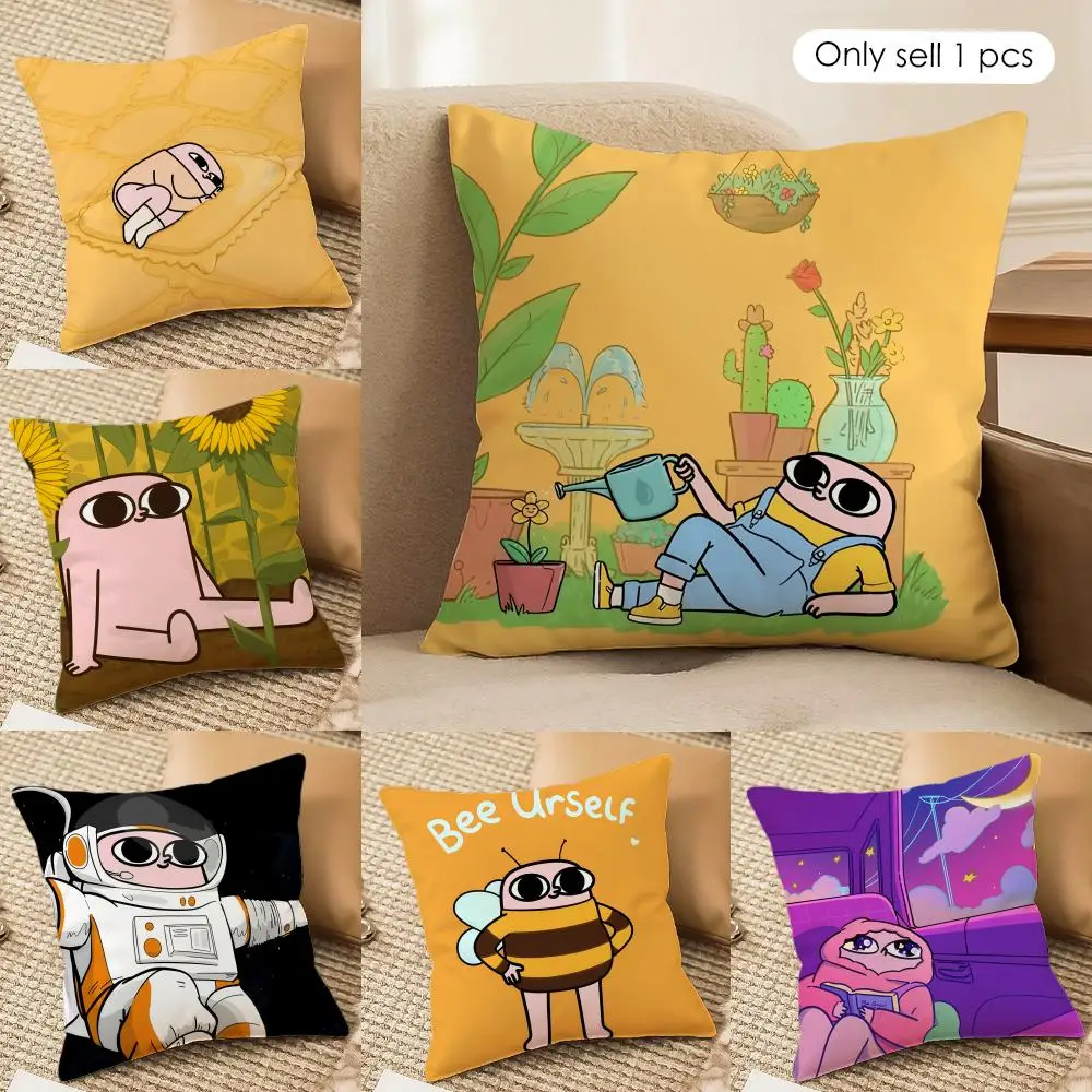 FUNNY Cartoon K-KETNIPZ Cushion Cover Silky Short Plush Invisible Zipper Dustproof Sofa Pillow Case for Home Decor