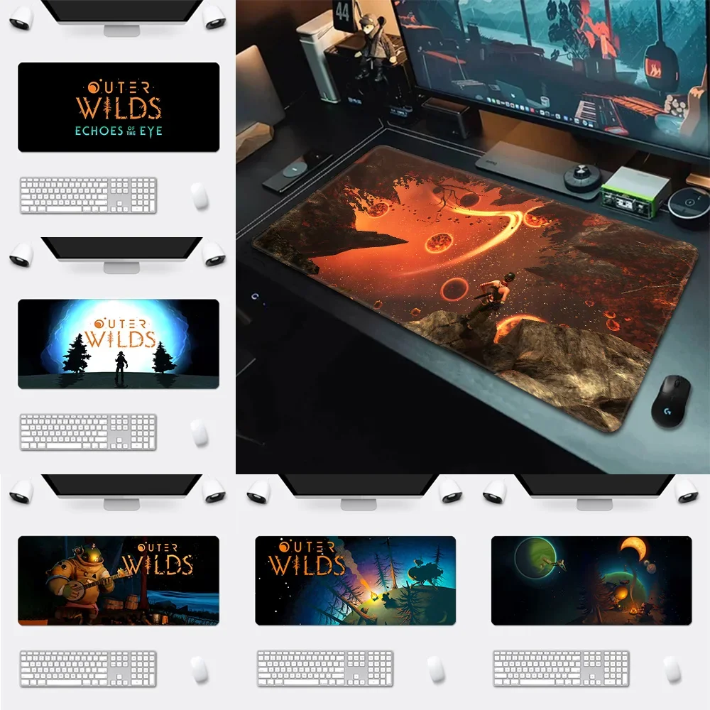 

Коврик для мыши Game Outer Wilds с HD-печатью, компьютерный геймерский нескользящий коврик для мыши с запирающимся краем XXL90x40 см, коврик для клавиатуры, ПК, настольный коврик
