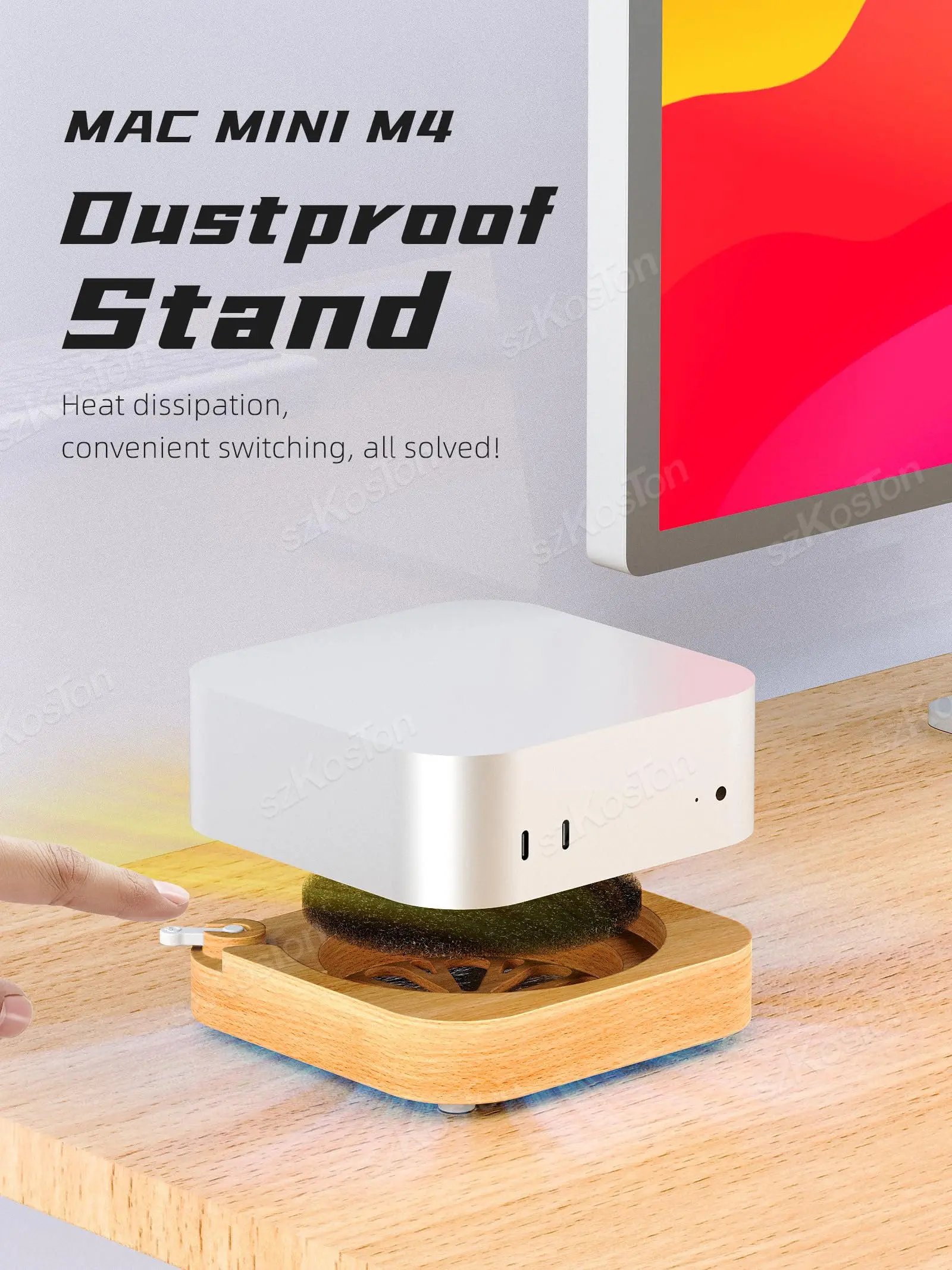 Док-держатель для рассеивания тепла для компьютера Mac Mini M4, деревянная пылезащитная подставка, внешняя кнопка питания для Mac Mini M4 Pro PC