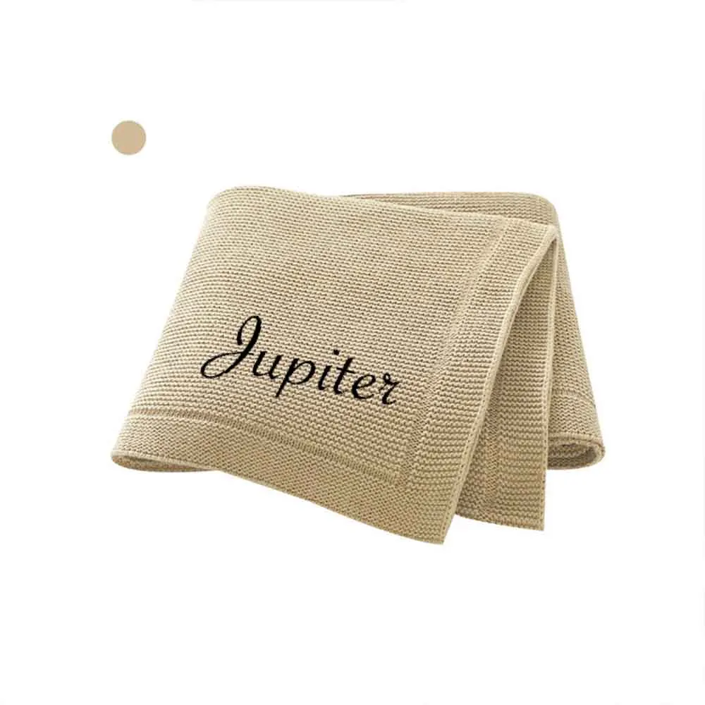 Customized Embroidery Newborn Blanket Personalized Name Baby Swaddle Blanket Trolley Cover Blanket Warm and Soft Bedding Gift