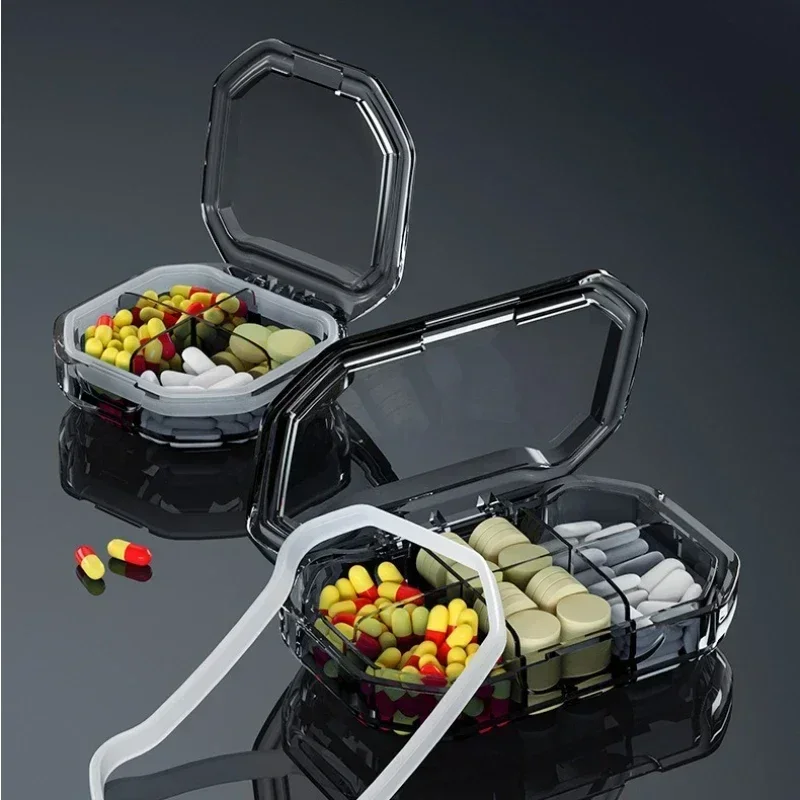 

4/6 Grids Organizer Container for Tablets Travel Pill Box with Seal Ring Sealed Organizer Container Portable Pill Cases