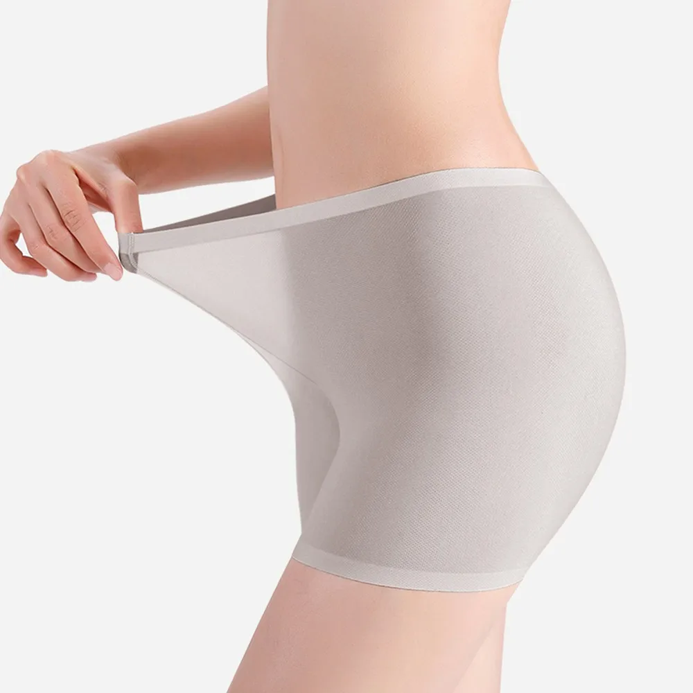 Women\'s Sexy Soft Seamless Safety Short Pants Panties Summer Under Skirt Shorts Ice Silk Breathable Tight Underwear Underpants