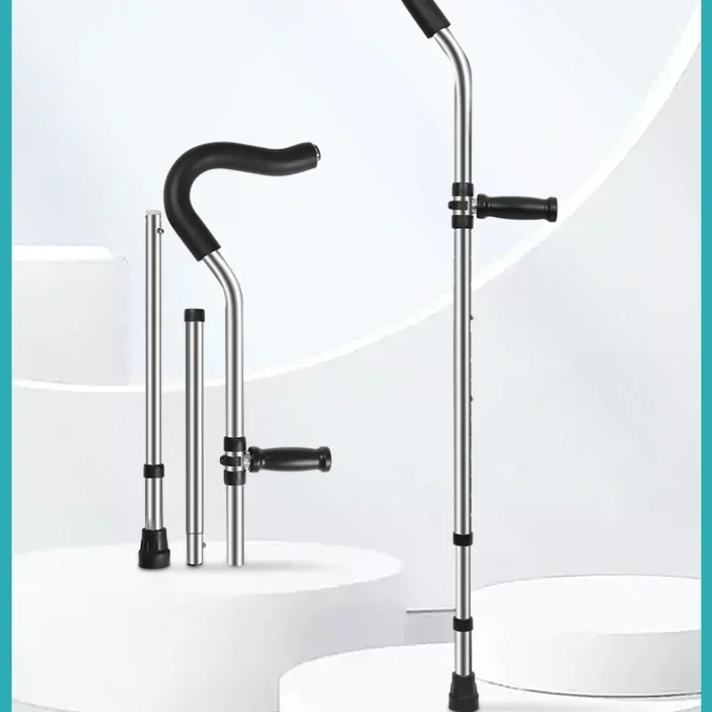 Adjustable Multi-Functional Armpit Crutches, Non-Slip Stable Cane for Rehabilitation, Assistance in Getting Up, Mobility Aid