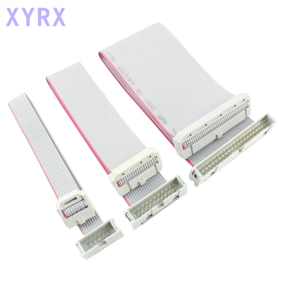 

1 шт., шаг 2,54 мм DC3 IDC FC, гнездо-папа, 10/14/16/20/26/30/34/40/50/64-контактный разъем, плоский ленточный кабель для передачи данных, 10 см, 20 см, 30 см