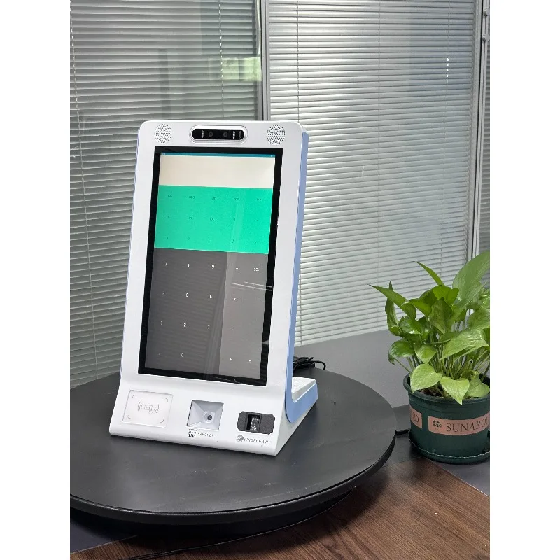 15.6 Inch Desktop Touchscreen with Fingerprint Sensor QR Code Scanning Facial Recognition Multi-functional Self-Service Terminal