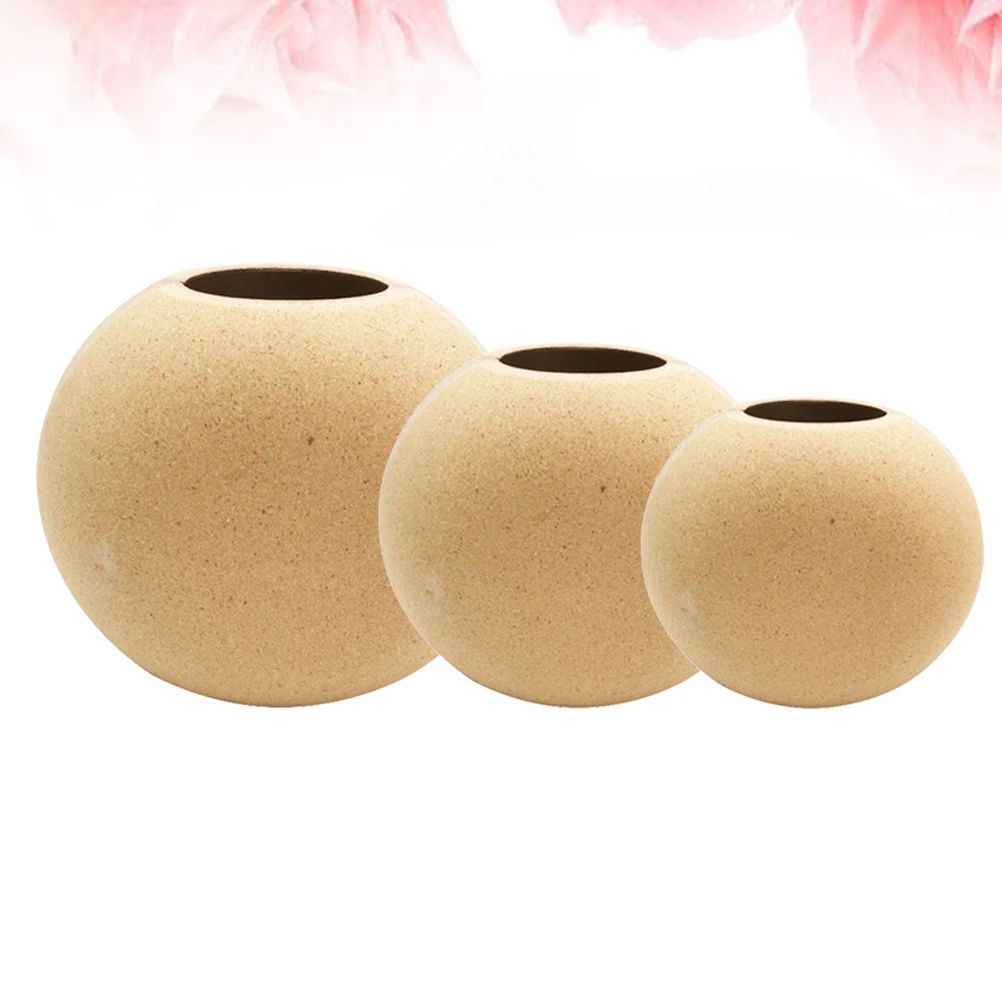 

3 Pcs Vintage Wooden Vase DIY Flower Bottle Artistic Office Dining Room Table Decor