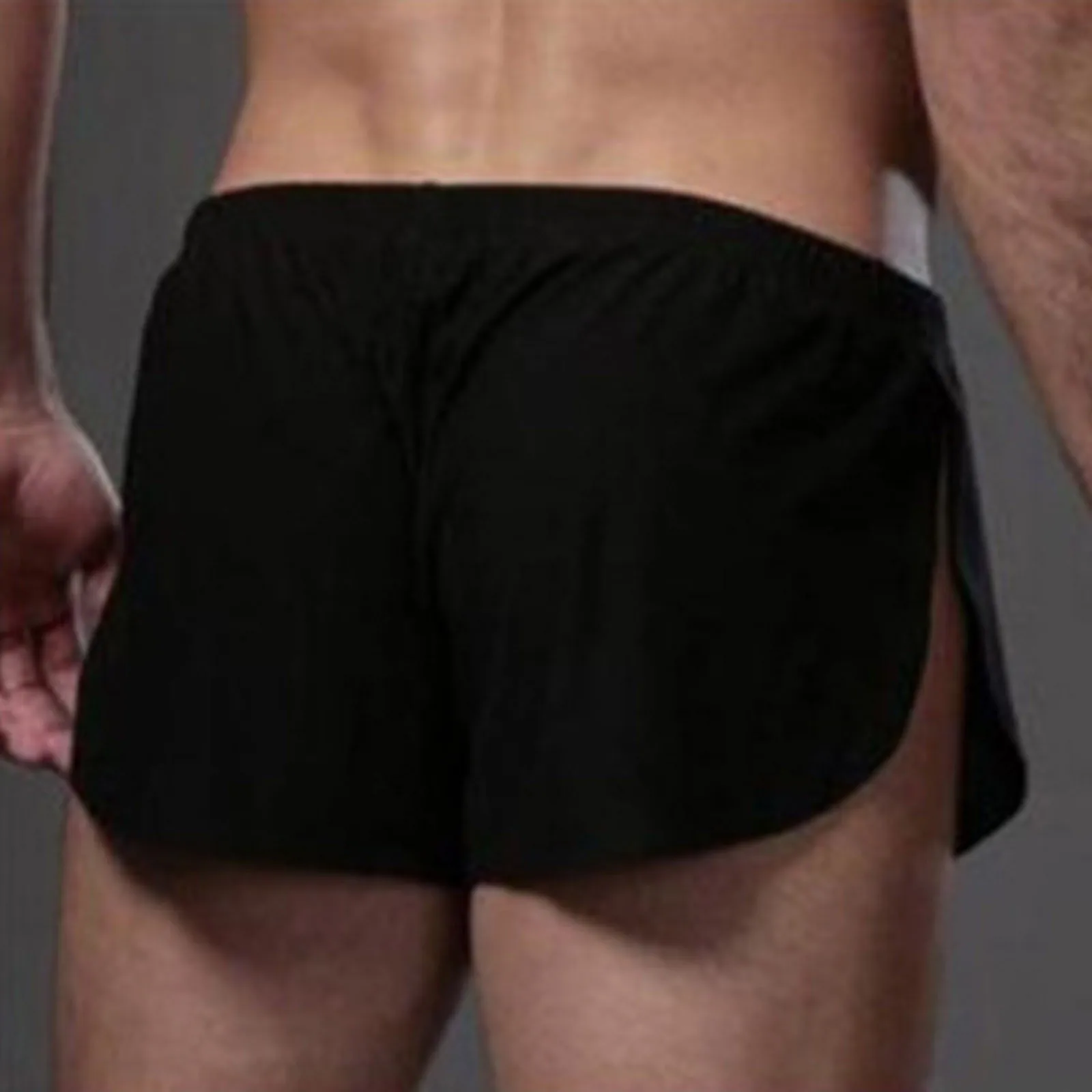 Men's Solid Color Lightweight Underwear Sexy See-throught Three-point Pants Home Comfy Summer Shorts