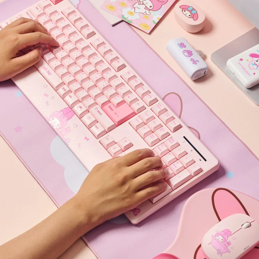 

South Korea Kitty Cat Genuine Kitty Cat Desktop Computer Laptop External Keyboard Mouse Suit 1200 Dpi Key 106 Kawaii Cartoon