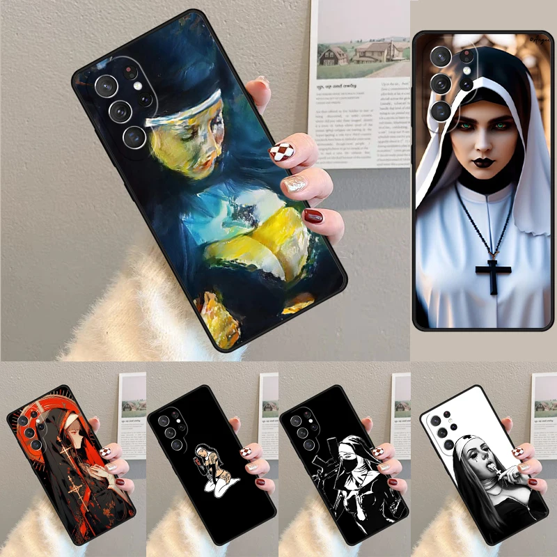 

Cover For Samsung Galaxy S24 S25 Ultra S21 S22 Note 10 20 lite Plus FE S23 Nun Girl Sexy Style Phone case Coque