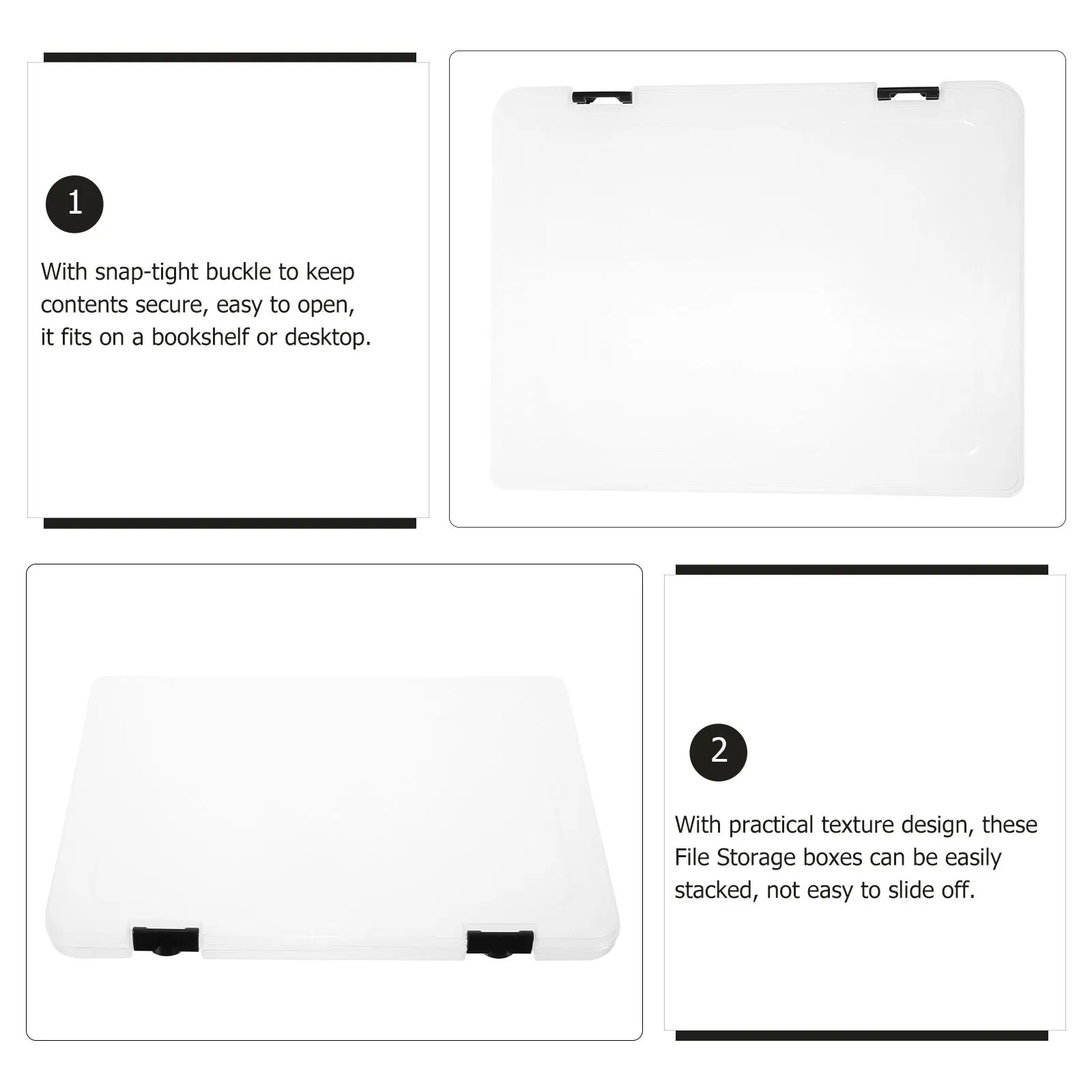 

Transparent File Storage Box PP Material Document Organizer Snap Lock Paper Holder Storage Practical Case